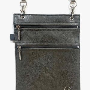 Gray vegan leather hip klip brand new travel wallet bag purse safety clip bag